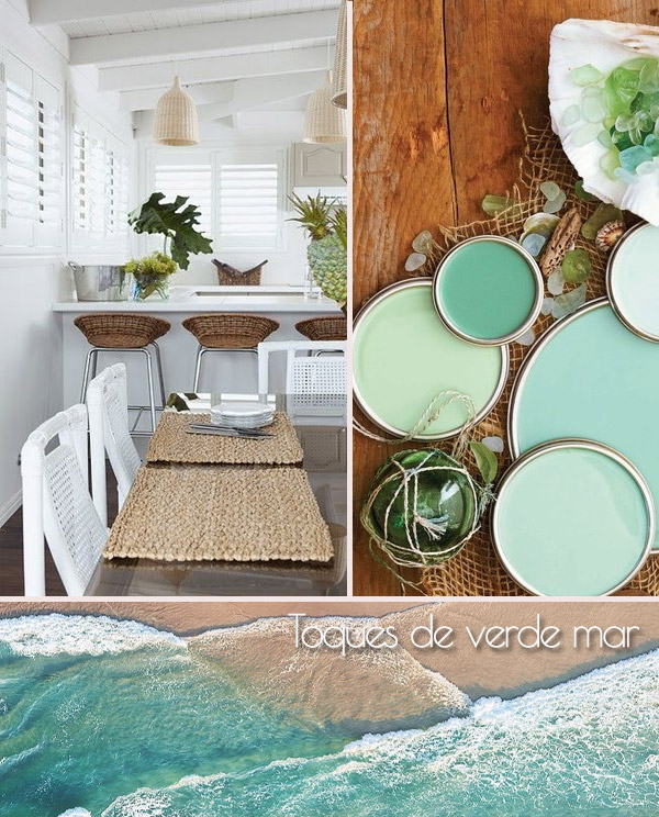 Ideas para el apartamento o casa en la playa en tono verde mar
